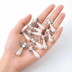 Acrylic Imitation Pearl with Alloy Pendants&nbsp;PALLOY-YW00001