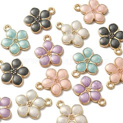 20本5色ライトゴールドメッキアロイエナメルペンダント  花  ミックスカラー  17x14.5x1.5mm  穴：1.6mm  4個/カラー&nbsp;ENAM-YW0002-93