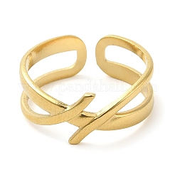女性用304ステンレススチール中空オープンカフリング  14KGP本金メッキ  内径：17mm&nbsp;RJEW-I098-18G