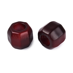 不透明アクリル模造木目ビーズ  バレル  多面カット  暗赤色  18.5x18.5x15.5mm  穴：8mm&nbsp;OACR-N162-17A