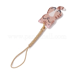 アクリル携帯ストラップ  猫の形  ミックスカラー  12~12.4cm&nbsp;HJEW-JM02064