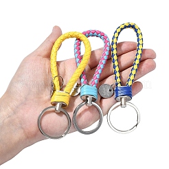 10Pcs 10 Colors PU Leather Knitting Keychains&nbsp;KEYC-YW0001-21