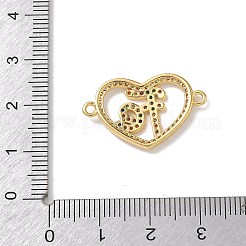 Brass Micro Pave Colorful Cubic Zirconia FE Heart Links Connector Charms&nbsp;KK-L268-024G-03