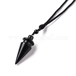 Gemstone Cone Pendant Necklace with Nylon Cord for Women&nbsp;G-A210-05