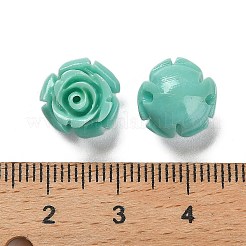 合成サンゴ刻まれたビーズ  染め  花  ターコイズ  11.5x11.5x8.5mm  穴：1.2mm&nbsp;CORA-H003-01A-02