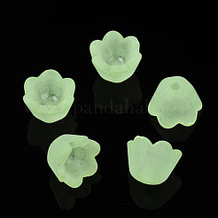 透明なアクリルビーズ  艶消し  花  ミックスカラー  9x9.5x6.5mm  穴：1.6mm&nbsp;X-FACR-N005-001