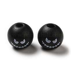 Printed Round Wood European Beads&nbsp;WOOD-M006-03