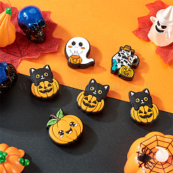 ハロウィーンテーマシリコンフォーカルビーズ6スタイル6個  混合図形  29.5~30x23~28x8.5~9.5mm  穴：2~3.5mm  1個/スタイル&nbsp;SIL-TA0002-44