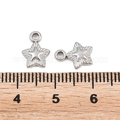 304ステンレススチールチャーム  質感のある星型チャーム  ステンレス鋼色  10x7.5x2.3mm  穴：1.5mm&nbsp;STAS-L317-21P