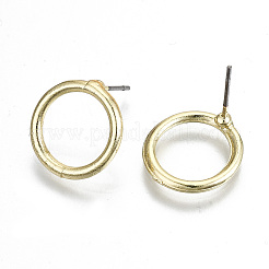 合金スタンドピアス  スチールピンと  カドミウムフリー＆ニッケルフリー＆鉛フリー  リング  ライトゴールド  15x14.5mm  ピン：0.7mm&nbsp;EJEW-N046-006-NR