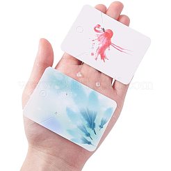 厚紙のネックレスとイヤリングのディスプレイカード  プラスチック製のピアスキャッチで  長方形  ミックスカラー  72x51x0.5mm&nbsp;CDIS-PH0001-15