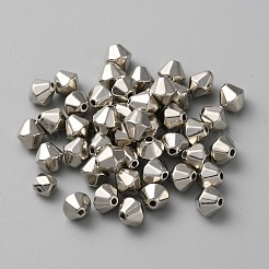 CCBプラスチックビーズ  ダイヤモンド  プラチナ  5.5x6mm  穴：1mm&nbsp;CCB-WH0010-08
