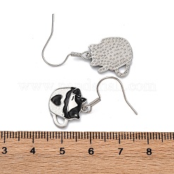 Brass Cat Shape Dangle Earrings&nbsp;EJEW-C130-02P