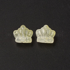 ツートン透明スプレー塗装ガラスビーズ  クラウン  ライトゴールデンロッドイエロー  12x14x8.5mm  穴：1mm&nbsp;GLAA-Q092-02-C04