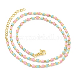 Brass Enamel Column Link Chain Necklaces&nbsp;NJEW-H039-03G-02