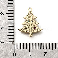 真鍮製マイクロパヴェキュービックジルコニアペンダント  エナメル  クリスマスツリー  18KGP本金メッキ  20x16x2.5mm  穴：1.5mm&nbsp;KK-Z126-26G