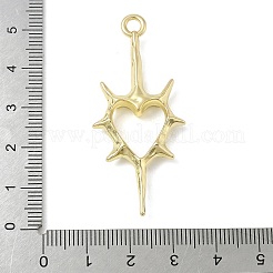 合金ビッグサイズペンダントトップ  ハート形  ラックめっき  ゴールドカラー  50.5x22x5.5mm  穴：3mm&nbsp;FIND-L025-16G