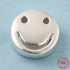 925スターリングシルバービーズ  笑顔とフラットラウンド  s925スタンプあり  銀  6x2.5mm  穴：1.2mm&nbsp;STER-M111-01A-S