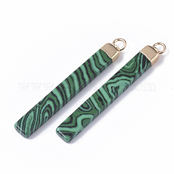 Top Golden Plated Synthetic Malachite Pendants&nbsp;G-S359-028C
