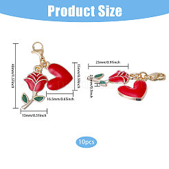 Heart & Rose Alloy Enamel Pendant Decoratios&nbsp;HJEW-CA00043