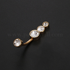 Stainless Steel Clear Cubic Zirconia Curved Barbell Belly Rings&nbsp;WG29D10-01