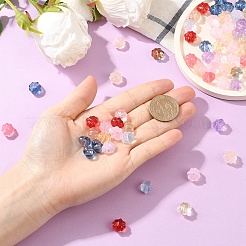 透明スプレーペイントガラスビーズ80個  花  ミックスカラー  11.5x8.5mm  穴：1.2mm&nbsp;GLAA-YW0005-31
