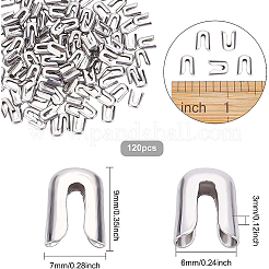 304ステンレススチールスパイラルボーンチップ120個  チェーンエンドキャップのパーツ  ステンレス鋼色  9x7x3mm  穴：6mm&nbsp;FIND-BC0003-17