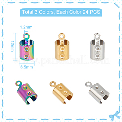 72Pcs 3 Colors Ion Plating(IP) 304 Stainless Steel Folding Crimp Ends&nbsp;STAS-UN0049-17