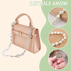 2個2スタイルのアクリル模造ケシパールとアルミチェーンバッグハンドル  プラチナ  21.5~37cm  1個/スタイル&nbsp;DIY-WR0002-69P