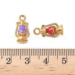 304ステンレススチールエナメルペンダント  イオンプレーティング（ip）  石油ランプ  ゴールドカラー  ミックスカラー  16.5x8x6mm  穴：2mm&nbsp;STAS-I346-47G