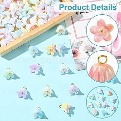 90個9スタイルアクリルパーツ  ABカラーメッキ  ゴールデン真鍮パーツ  花  ミックスカラー  15mm  穴：2.4mm  10個/スタイル&nbsp;PALLOY-CJ00072