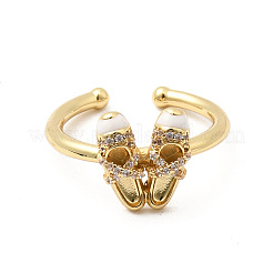 Brass Micro Pave Cubic Zirconia Cuff Open Rings for Women&nbsp;RJEW-B160-08G-02