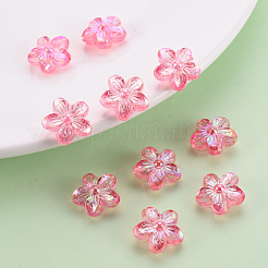 透明なアクリルビーズ  ABカラー  花  ショッキングピンク  14.5x15.5x7mm  穴：1.8mm  約657個/500g&nbsp;TACR-S154-45C-705
