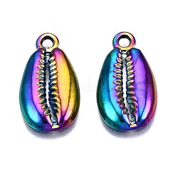 合金ペンダント  カドミウムフリー＆ニッケルフリー＆鉛フリー  カウリーシェルシェイプ  虹色  23x12.5x2mm  穴：2.5mm&nbsp;PALLOY-N163-011-NR