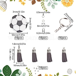 スポーツボールのアクリルペンダントキーホルダー作りキット  鉄製のスプリットキーリングとフェイクスエードのタッセル付き  サッカー  8~50x0.9~10mm  穴：1.8~6.2mm.&nbsp;DIY-SP0001-44D