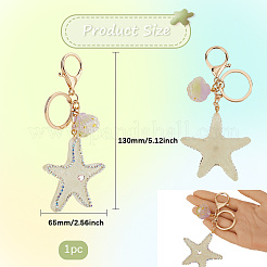 1Pc Diamond-Studded Starfish Shell Car Zinc Alloy
 Keychain Acrylic Cute Men and Women Bag Pendant Metal Keychain Ring Gift&nbsp;KEYC-SP0001-18B