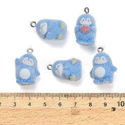 不透明樹脂のペンダント  ペンギンチャーム  プラチナ鉄ループ付き  空色  22-24x14-19.5x12-13mm  穴：1.8-2.2mm&nbsp;CRES-B039-04