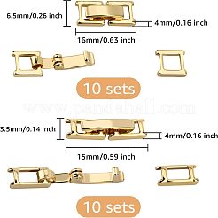 20セット2スタイルの環境に優しい真鍮製時計バンド留め具  長持ちメッキ  鉛フリー＆カドミウムフリー  24KGP本金メッキ  15~16x3.5~6.5x4mm  10セット/スタイル&nbsp;KK-FH0004-01