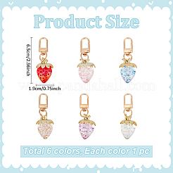 6Pcs 6 Colors Strawberry Acrylic Pendant Decoration&nbsp;HJEW-ME00007