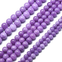 天然石マレーシアジェイドビーズ連売り  染め＆加熱  ラウンド  暗い蘭  11.5~12.5mm  穴：1.2mm  約35個/連  14.96インチ（38cm）&nbsp;G-L645-A01-12mm-18