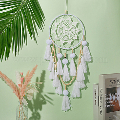 Woven Web/Net with Tassels Hanging Ornaments&nbsp;AJEW-WH20075-001B