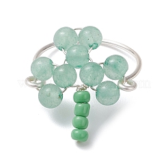 4Pcs 4 Styles Clover Mixed Gemstone Finger Rings&nbsp;RJEW-TA00224