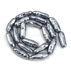 電気メッキガラスビーズ連売り  模造パール  ナゲット  スレートグレイ  20~22x8~8.5mm  穴：1.2mm  約19個/連  15.75''（40センチメートル）&nbsp;GLAA-H039-03B