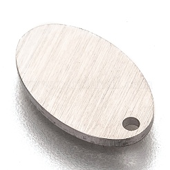 変色しにくい304ステンレススチールペンダント  ブラシ仕上げのスタンプ付き空白タグ  レーザー切断  両面ドローベンチ効果  オーバル  ステンレス鋼色  12.5x7.5x1mm  穴：1mm&nbsp;STAS-O133-01A-P