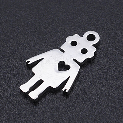 変色しない201ステンレススチールレーザーカットペンダント  ロボット  ステンレス鋼色  17.5x10x1mm  穴：1.4mm&nbsp;STAS-S105-T889-1