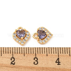 Brass Micro Pave Cubic Zirconia Charms&nbsp;KK-Z057-01G-02
