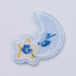機械刺繍布地アイロンワッペン  マスクと衣装のアクセサリー  アップリケ  スターとムーン  カラフル  40x27mm&nbsp;DIY-WH0035-10