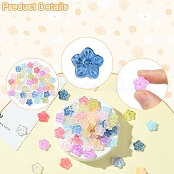 ベーキングペイントガラスビーズ30個  花  淡いバイオレットレッド  12.5x13x4.5mm  穴：1.2mm&nbsp;GLAA-FS0001-97B