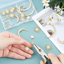DIYイヤリング作成キット  30個の合金ペンダントを含む  プラスチック製ピアスキャッチ  12個の合金スタッドピアスのパーツ  12個真鍮フレンチピアスフック  ゴールデン＆ライトゴールド  22~47x19.5~33.5x2~4mm  穴：1.2~1.8mm  72pc&nbsp;DIY-FH0003-29