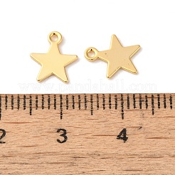 真鍮製チャーム  星のチャーム  18KGP本金メッキ  9.5x8x0.5mm  穴：1mm&nbsp;KK-F087-01G-02